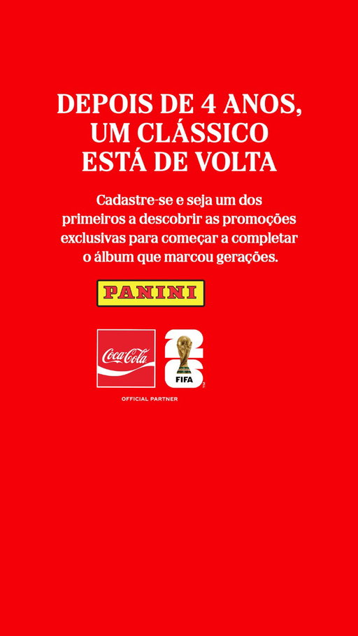 O clássico voltou! Cadastre-se e receba novidades exclusivas para seu álbum Panini.