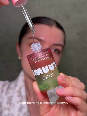 asmr morning skincare therapy for dewy spring skin🍉🫧 @Smuuti Skin UK ad  products  watermelon dew toner mist  watermelon dew serum  watermelon jelly cream  watermelon sun cream SPF 50  #asmr #asmrsounds #skincare 