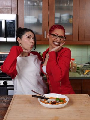 When horoscope divas link up for some penne alla vodka 😭😭😭 Go stream @Alessia Cara’s incredible new album Love or Lack Thereof!! #BiteMe #AlessiaCara #Cooking