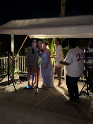 Tone deaf and tipsy, great combo for karaoke 