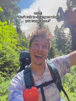 Sorry, mom… but we’re known for always talking to strangers 😅 #Hiking #strangers #traveltok 