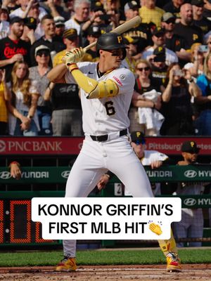 Konnor Griffin rips a double for his first MLB hit with his 1/1 debut bat.🔥 #konnorgriffin #MLB #pirates #baseball #debut 