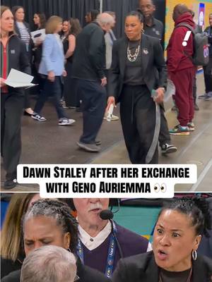 Dawn Staley and Geno Auriemma had to be separated at the end of UConn-South Carolina 😳  #uconn #ncaa #MarchMadness #southcarolina 