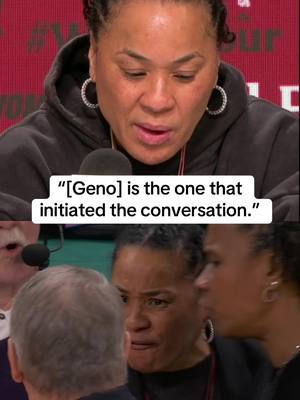 Dawn Staley spoke on her heated exchange with Geno Auriemma after South Carolina's win vs. UConn. #espnw #wbb #uconn #southcarolina 