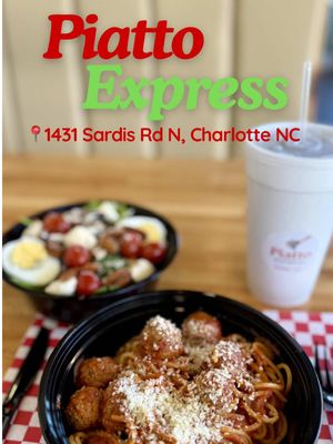 🇮🇹🍝I found the fastest pasta spot ever! This is Piatto Express and they’re “bringing the heart of Italy to your table.” You can expect classic pasta dishes with rich, homemade sauces or build your own pasta bowls, plus fresh salads and traditional Italian desserts. They have seating inside or for the easiest, fastest weeknight meal, they’ve got a drive-thru.  ✨We tried: 🍝Classic Meatball Marinara- this is spaghetti and meatballs at its best! 🍗Chicken Alfredo Bowl- a creamy classic 🍅Vodka Penne- with bits of sausage 🥗Piatto Salad- super fresh with pecans, mozzarella, veggies and a hard boiled egg 🍰Tiramisu- rich, silky and sweet 📲 @piatto_express @Piatto_Express  📍1431 Sardis Rd N, Charlotte NC 📞(704)246-7398 🕚Daily 11:00am-10:00pm #charlotte #italianfood #pasta #charlottenc #piattoexpress