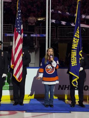 Abbey Romeo from the show Love on the Spectrum sang the National Anthem at the #Isles game for Neurodiversity Night! #hockey #loveonthespectrum #newyorkislanders #nationalanthem 