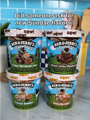 You asked, we churned! 🍨 NEW Sundae flavors are out now in freezers near you! Link in our bio. #benandjerrys #sundae #icecreamsundae 