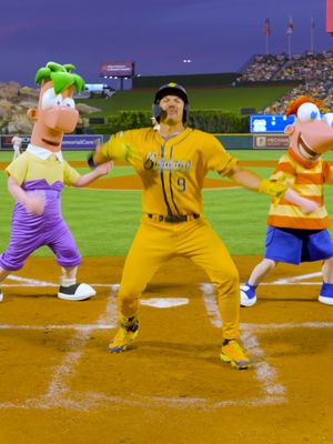 Phineas and Ferb's newest adventure? A Banana Ball game with @maxjg24 😎 #savannahbananas #bananaball #disney #phineasandferb #disneylife