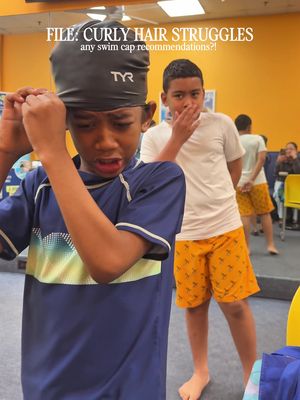 I know y’all are protective over your internet nephews, but he does not let anyone help him with that swim cap 😭 Do I laugh? Absolutely. But if you have any good #swimcap recommendations, drop them below because my boy refuses to get in the water without one 😩 #swim #boymom #singlemom