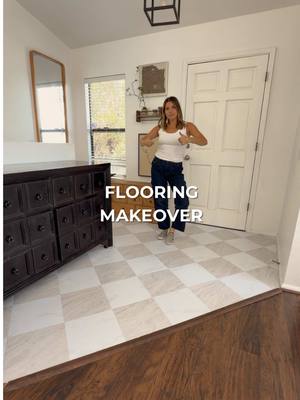 Let's make this flooring look BETTER! ✨ It actually is awesome for a peel and stick tile I've used it many times! Zero complaints and used all different colorways! #diyflooring #entrywaymakeover #peelandsticktile #flooring #easydiy
