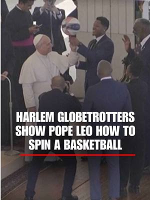 SPIRITUAL SPIN: Pope Leo XIV tries the Harlem Globetrotters’ finger-spin trick in St. Peter’s Square, sharing a lighthearted moment with the team.