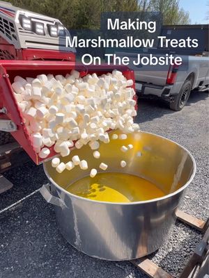 Making A Massive Pan of Marshmallow Treats On The Jobsite #sponsored @5-hour ENERGY #construction #heavyequipment #cooking #5hourambassador 