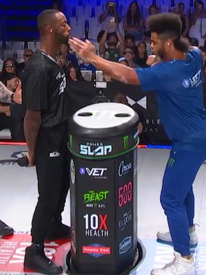 Slapped him into the "just do it" sign 🫢 [ $VET #PowerSlap19 | April 17 at @cosmopolitan_lv | Tickets at link in bio 🎟️ ]