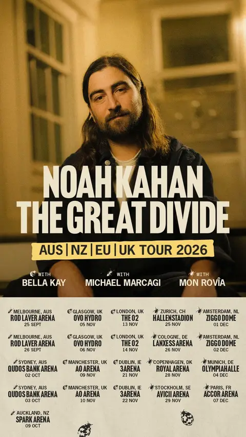 Europe, Australia, New Zealand and UK, we are coming to bring you great sadness and reflection. The Great Divide World Tour is heading overseas. You can pre-order The Great Divide on my international stores for access to an exclusive presale on Tuesday, April 14th at 10am local time. If you have already pre-ordered the album, you will receive a unique code - head to @Kahan HQ for more details.  You can sign up on my tour site for the presale on Wednesday, April 15th at 10am local time. All tickets will be on sale Friday, April 17th at 10am local time. Stoked to see you guys again, should be a fun time. 