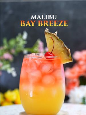 Easy, simple, and delicious, this is the Malibu Bay Breeze, one of the best summer cocktails! 🍹☀️ Recipe: - 3 oz pineapple juice 🍍 - 2 oz Malibu rum 🥥 - 2 oz cranberry juice 🍒 #cocktail #bar #bartender #bartenderlife #cocktailsrecipe