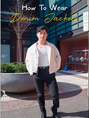 The last outfit is my favourite 🤫 These are a few outfit ideas for all the colours I own for my denim jackets #fashiontips #menswear #fashionmen #outfit #outfitideas 