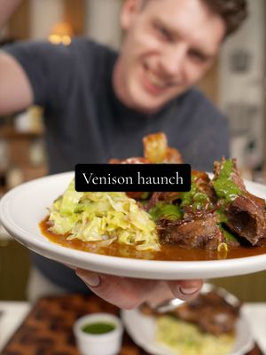 Slow-braised Venison Haunch with Creamy Cabbage, Crispy Potatoes & Spring Herb Sauce 🔥 (full recipe in the salty flavours club)