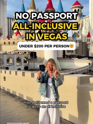 The best NO PASSPORT all-inclusive deal you will ever see-  and it's in LAS VEGAS 🎰🤯 MGM Resorts just dropped the first ever all-inclusive experience on the Las Vegas Strip starting at JUST $330 for two people 💰 You get your hotel 🏨 food 🍽️ drinks 🍷 entertainment 🎭🎢-  all included for under $200 per person.  This is genuinely the most affordable way to do Vegas without dropping a bag 😭 Full details in my bio 👇 in partnership with @Luxor Hotel & Casino  @Excalibur Las Vegas @Mandalay Bay Resort & Casino @NYNY Las Vegas  #SponsoredByMGM #LasVegas #AllInclusive #VegasTrip #TravelHack 
