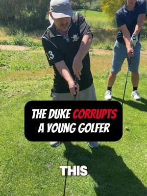 Did the Duke save or ruin this kid’s swing? #fyp #golf #golfswing #viral #barstool 