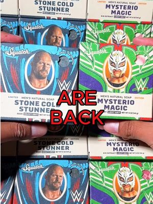 HELL YEAH! The WWE COLLECTION by Dr. Squatch is back 🍻🍋‍🟩 Tag team against stink: 🍻Stone Cold Stunner Soap + Deo: Crack open a can of whoop-ass with the bold scents of bold beer, tough leather, and hard-hitting cedarwood. Heavy Grit. 🍋‍🟩Mysterio Magic: Bold notes of fresh lime, smoky mezcal, and oceanic woods that flips expectations like a 619 in the final round. Light Grit.