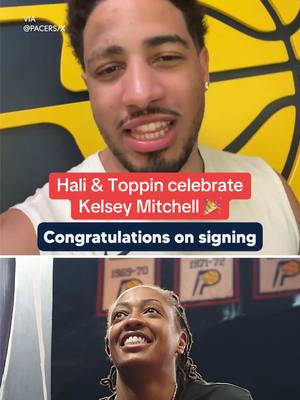 Pacers stars Tyrese Haliburton and Obi Toppin sent congratulations to the Fever's Kelsey Mitchell after she signed her supermax deal 🙌 (via @Pacers) #WNBA #fever #caitlinclark #hali #kelseymitchell 