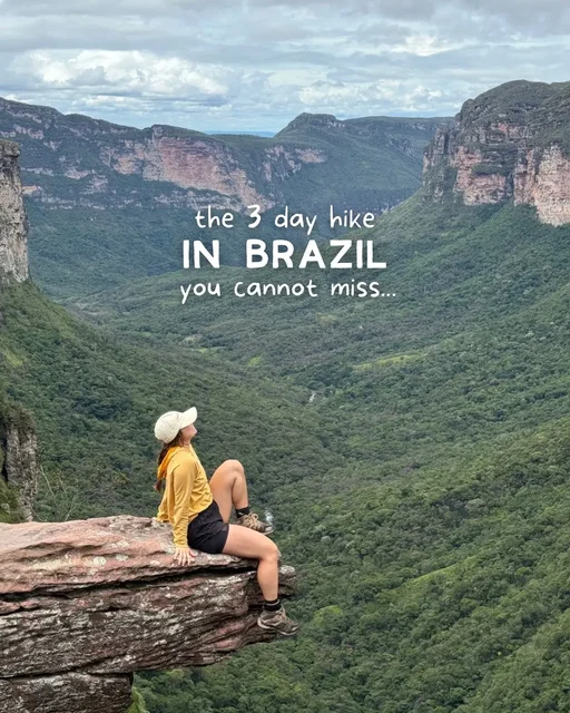 One of the most underrated treks in all of South America, and it's in… Brazil 🇧🇷 📍Chapada Diamantina National Park, Bahia, Brazil  🥾 3-day Vale do Pati circuit  🏔️ Difficulty: Moderate. The terrain is varied with some big climbs, and we had quite a bit of rain. But it’s totallyyyy doable for anyone with a decent fitness base  🌿 Highlights: open valley plains, river swims, Atlantic forest, caves, and a final viewpoint that is truly next level My tips ⤵️ - Do it with Chapada Trekking Montanhismo as they handle everything, including transfers, meals, and accommodations with local families in the valley - Pack light but smart! You're carrying your bag all three days. - There are natural water sources along the trail to refill your water bottles - Pack a swimsuit! You have so many opportunities to jump in and cool off. DM me with any questions, always happy to help 💕