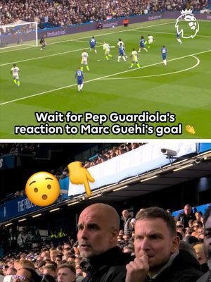 Pep Guardiola reacts to Marc Guehi scoring his first #PremierLeague goal for @Manchester City 💙