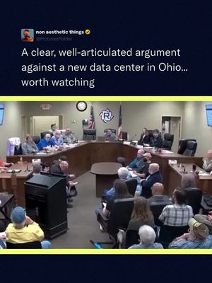 An Ohio man delivered an impassioned speech against the construction of a new data center in his town. It's really worth a watch
