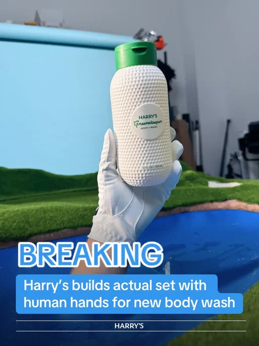 Touched some grass with our Greenskeeper photoshoot. #harrysbodywash #bodywash #limitededition #golf #masters 