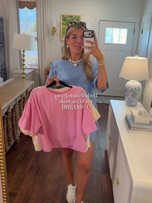 FINALLY RESTOCKED!!🤍🤍🤍 love this version even more than the long sleeve!😍sooo perfect for spring and summer- the quality is amazing and they are so comfy! Wearing size M and I'm 5'9! #boujeeonabudget #springfashion #matchingset #boutiqueclothing #grandmillenial 