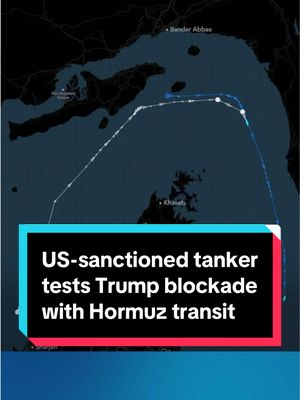 A #US-sanctioned tanker linked to #China is making its way through the Strait of #Hormuz, testing President Donald #Trump’s naval blockade. Tom Mackenzie reports. 