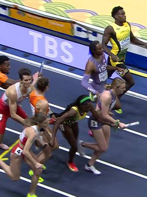 Relays are basically a contact sport 👀 #WorldIndoorChamps #WorldRelays