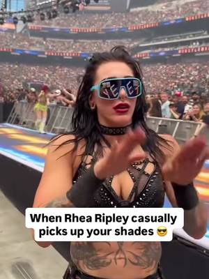 When Rhea Ripley casually picked up a fan’s shades after her #WrestleMania match and hit the YEET 😂 We don’t deserve Mami ❤️ (🎥 doubleturnfigures/IG) #WWE #wweonnetflix #rhearipley