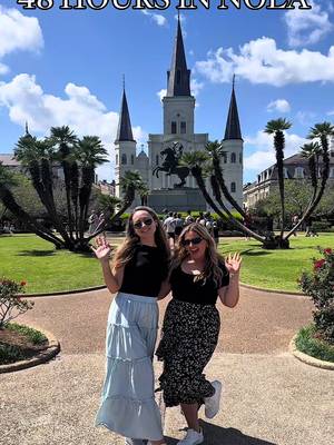 Hey Cousins!!! This is how to spend the perfect 48 hours in #neworleans Louisiana ! If you’re looking for the perfect #thingstodoinnola on your weekend trip to #nola then make sure to share this itinerary ⚜️🎭🐊🍹🎊 We stayed at @rnb_bnb on Frenchmen street, enjoyed #neworleansfood like brunch at @Courtof2sisters and explored the iconic #frenchquarter and Jackson square to enjoy the stunning architecture, art, live music, street performers, and views of the Mississippi River! After working up an appetite we of course had to eat beignets at the iconic cafe du monde and hurricanes at the infamous Pat O’Brien’s  before heading to check out the Frenchmen night market  and going on a VIP live jazz magic pub crawl around Frenchmen street ! Of course we ended our night on the popping bourbon street 🎉 The following stay we had breakfast in then beautiful outdoor patio at our B&B and then headed to a swamp airboat tour with @Airboat Adventures Swamp Tours 🐊 We ended the night at @Hotel Monteleone with a drink at their carousel bar and with dinner at Brennans  (the birthplace of bananas foster) for their tableside dessert 🍌 We cannot wait to share more about our trip to NOLA and our wonderful stay at @rnb_bnb !