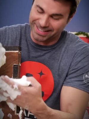 Friendly gingerbread competition: @nick.digiovanni decorates. @markrober overengineers.
