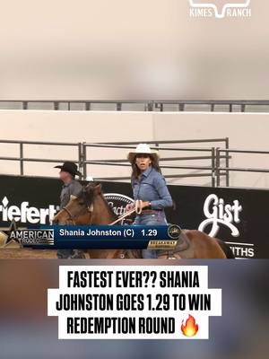 FASTEST EVER? Shania Johnston just pulled off a 1.29-second run in the breakaway roping redemption round, making it a new American Rodeo record. But is it the fastest in the history of the sport? You tell us. #TheAmericanRodeo | @kimesranchjeans