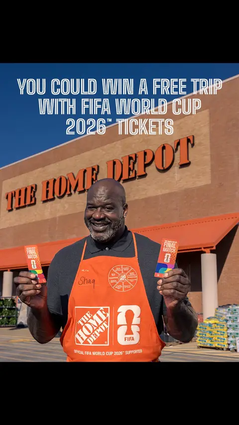 Don’t miss your chance to score ⚽ Download The Home Depot App for your chance to win FREE tickets and a trip to the @FIFA World Cup 2026™ Finals. Tap the link in our bio to learn more. Home Depot is proud to be an Official FIFA World Cup 2026™ Supporter. NO PURCH. NEC. Open 3/19-4/22/26 to legal residents 18+ of 50 US, DC, Guam, PR & USVI. Odds vary. Void where prohib. See Off. Rules homedepot.com/fwc26rules. Spons.: Home Depot Store Support, Inc.