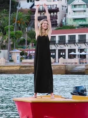 Behind the scenes on Catalina Island with our Racerback Maxi Dress 🤍