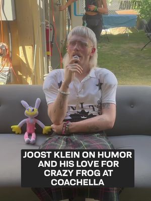We're beyond excited to watch @joost take the @coachella Gobi stage tonight. Ahead of his weekend two performance, we asked the Dutch musician about his love for Crazy Frog and jokes, and here's what he said. 🐸 #joostklein #coachella 
