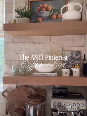 Not staged for Pinterest… but somehow still Pinterest-worthy ☕️  Links in bio 🤎 #c#coffeebarc#coffeestationk#kitchendecors#shelfstylingh#homeinspo   