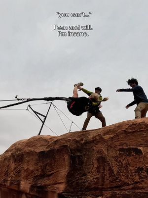 Biggest rope swing in America 🤝 Me @Moab Swingers  #moabswingers #moab #utahtravel 