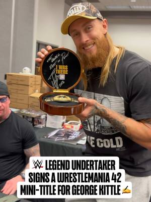 @George Kittle🪑 leaving @WWE World with a new addition to his PC from @The Undertaker ✍️🤝 #nfl #WWE #georgekittle #undertaker #49ers 