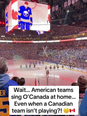 Do all American teams do this?! 🤔🇨🇦 #hockey #NHL #buffalo #canada #usa 