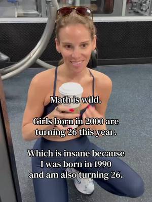Math is a little suspicious if you ask me… because how are girls born in 2000 turning 26 and I, born in 1990, am also somehow 26?? But honestly… I feel more 26 now than I ever did then just upgraded. Physically hotter. Mentally wiser. Way less willing to entertain nonsense. Turns out 26 gets better with time 🤍 #MillennialHumor #momsover30 @Starbucks @Crunch Fitness 