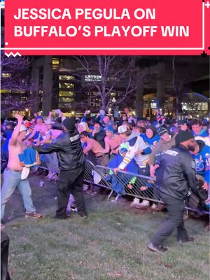 Buffalo native and world No. 5 Jessica Pegula reacts to the Sabres’ first playoff win in 15 years. (🎥: @natemillssports) 