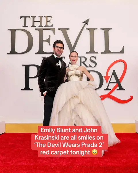 Emily Blunt and John Krasinski are all smiles on ‘The Devil Wears Prada 2’ red carpet tonight 🥹