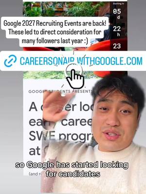 Google new grad*** 2027 recruiting events. Similar events are believed to have led to direct consideration for my followers last year who landed Google SWE internships and new grad jobs!