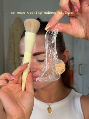 No need to be washing your brushes anymore!! @Morphe Cosmetics Brush @Makeup Revolution skin tint #makeup #makeuphack #makeuptrends #foundationhack ib @ayshabegum 