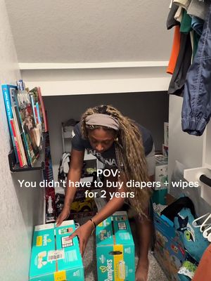 Any mommas been blessed like this? Blessed is an understatement. Thank you to my family, village, insta, tik tok, facebook & Linkedin friends. Being a momma of 3 is hard enough but having diapers, wipes and milk all taken care of for 2 years is truly a blessing #fyp #newborn #singlemomlife #village