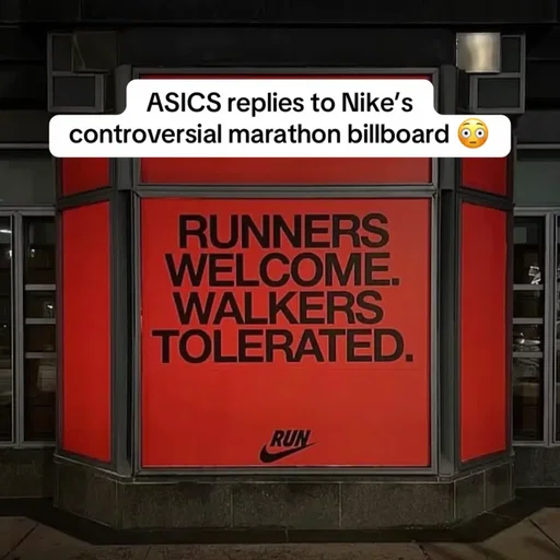 ASICS responds to Nike.  After Nike received significant backlash for its Boston Marathon billboard that was accused of being exclusionary, the brand removed the ad.  Following trend of brands ‘responding’ to one another, ASICS has installed a new billboard in Boston featuring a much more inclusive and encouraging messaging. #nike #asics #boston #marathon #marketing 